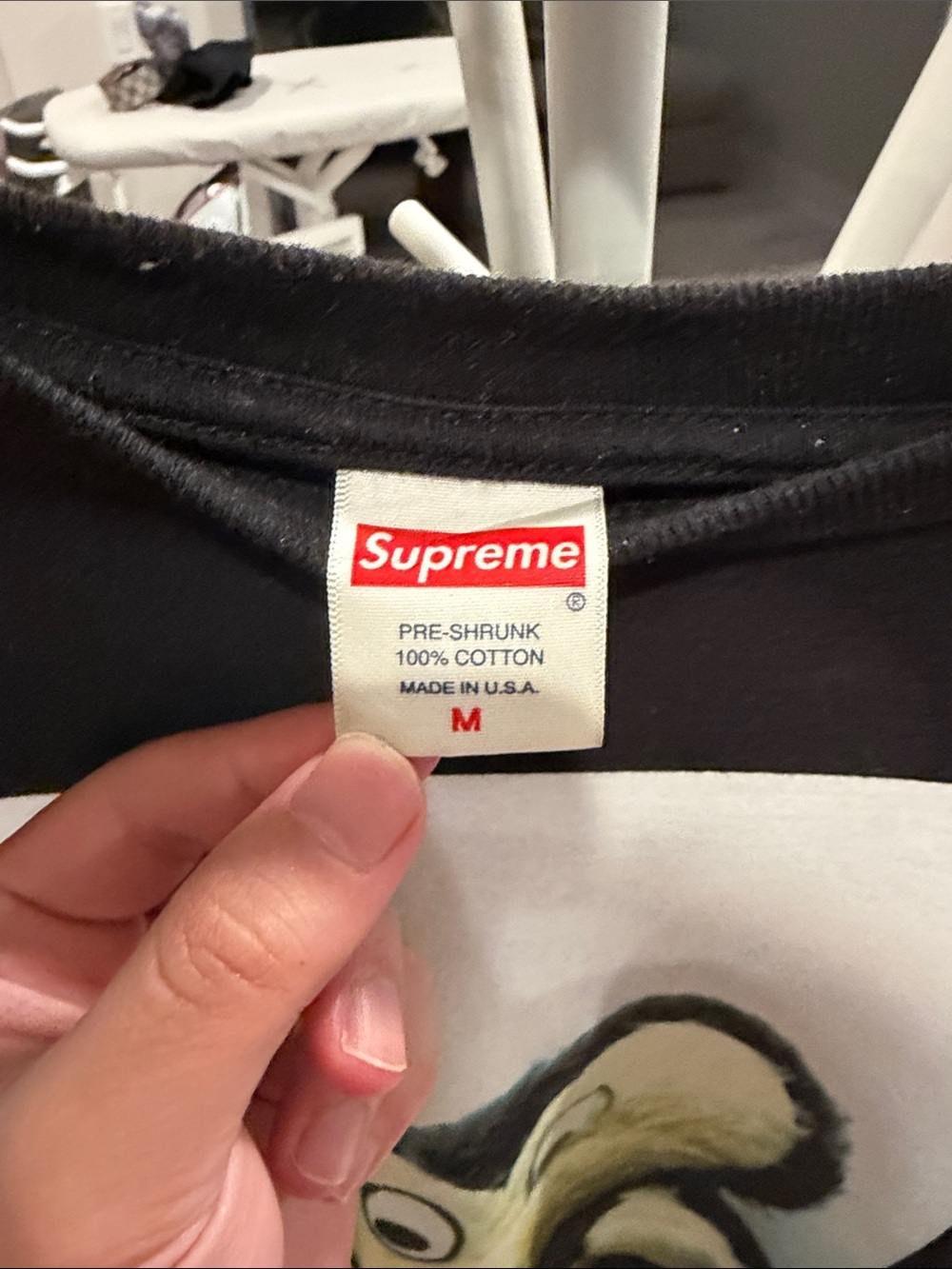 Supreme Black Tee with Yellow Graphic Character - Picture 2 of 3